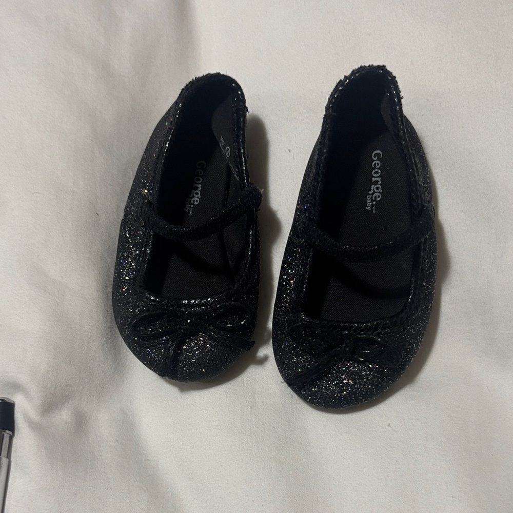 Baby George Sparkly Black baby Dress Shoes